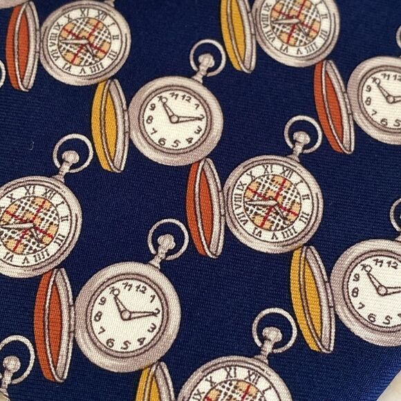 Burberry’s of London Clocks Nova Check Print 100% Silk Tie - Picture 5 of 13
